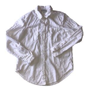 Lucky Brand women’s button down l/s white  linen blend  Size XS